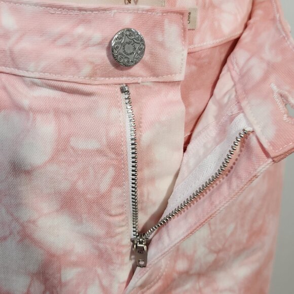 Soft Surroundings Size 8P Pink White Water Color Denim 5 Pocket Ankle Jeans - Picture 7 of 16